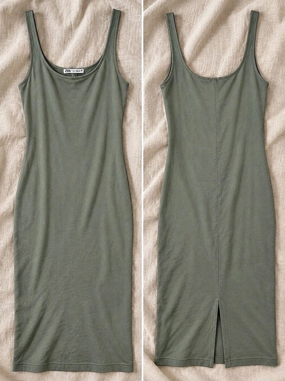 ZARA Sage Green Midi Dress – Size M